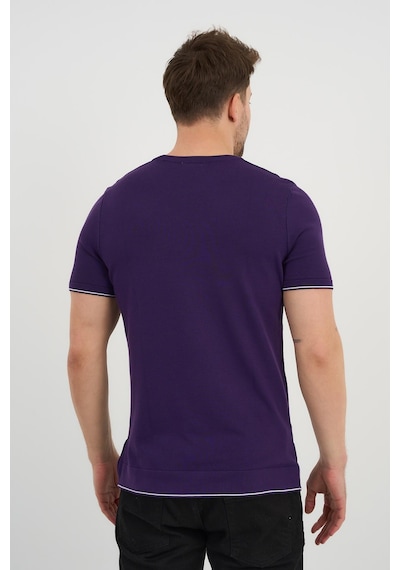 Alexander Gardi Alexandergardı Bisiklet Yaka Kolları Şeritli Triko T-shirt 1243 Mor