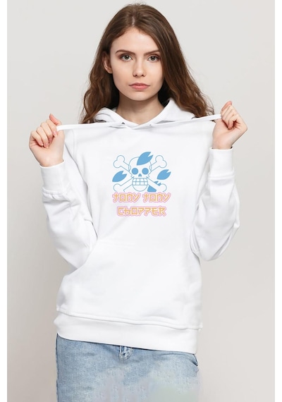 One Piece Anime Tony Tony Chopper Jolly Roger Beyaz Kadın 3ip Kapşonlu Sweatshirt 001