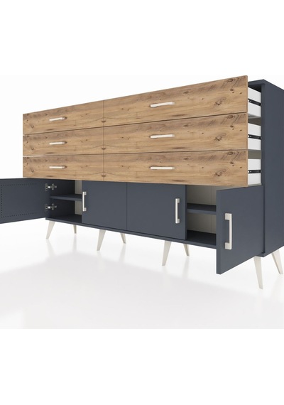 Arges Konsol 2 Raflı 6 Çekmeceli 4 Kapaklı 176x30x99 Antrasit-ant Antrasit-antrasit/çam Arges Konsol 2 Raflı 6 Çekmeceli 4 Kapaklı 176x30x99 Antrasit-ant Antrasit-antrasit/çam