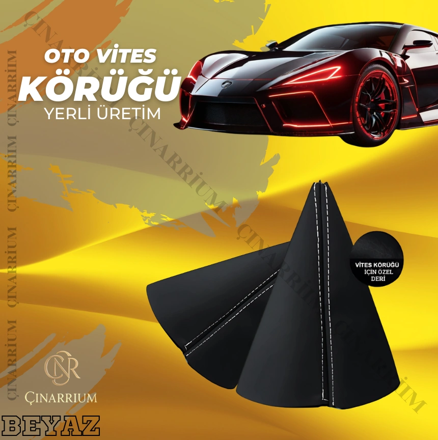 Suzuki Swift Siyah Deri Özel Yeni Tasarım Beyaz Spor Dikiş Vites Körüğü