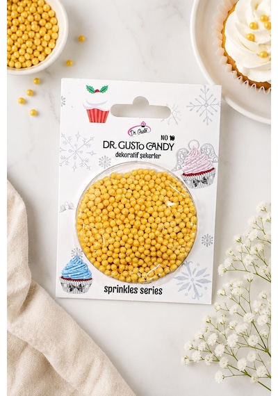 Dr. Gusto 2 Mm Sarı Boncuk Pasta Süsleme Şekeri
