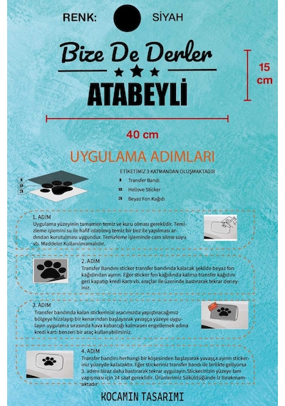 Isparta Atabey Siyah Araba Etiketi Isparta Bize De Derler Atabeyli 40x15 Cm Otomobil Sticker 40 CM - Siyah