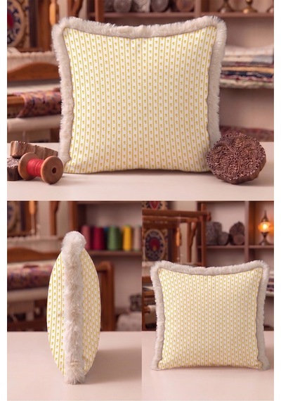 Çiçek Tasarımlı Çizgili Saçaklı Yastık Kılıfı - Narin Floral Sarı Krem Vizon Püsküllü Kırlent Kılıfı Yalın Ufuk Opal Çiçek Tasarımlı Çizgili Saçaklı Yastık Kılıfı - Narin Floral Sarı Krem Vizon Püsküllü Kırlent Kılıfı Yalın Ufuk Opal