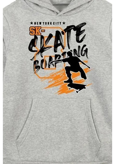 Panios Kids 4'lü Do This-street-sk-world Baskılı Erkek Çocuk Kanguru Cepli Kapüşonlu Sweatshirt Siyah - Gri
