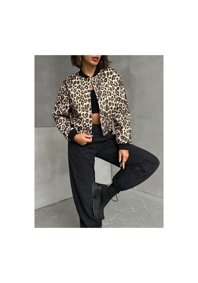 Verymoda Leopar Desenli Kaşe Mont F1827 Taş Leopar