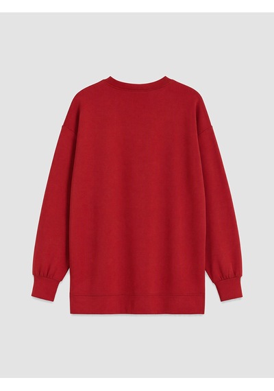 LC Waikiki Lc Waıkıkı Kırmızı Soft Touch Kadın Sweatshirt Tunik