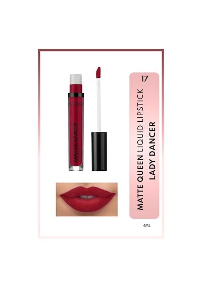 Note Cosmetique Matte Queen Lipstick Kalıcı Mat Likit Ruj - 17 Lady Dancer - Kırmızı