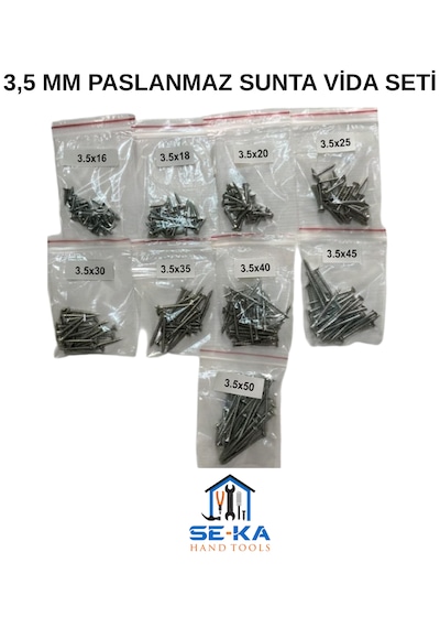 3,5 Mm Ev Montaj Seti Sunta Vida 3.5x16 3.5x18 3.5x20 3.5x25 3.5x30 3.5x35 3.5x40 3.5x45 3.5x50 3.5 MM