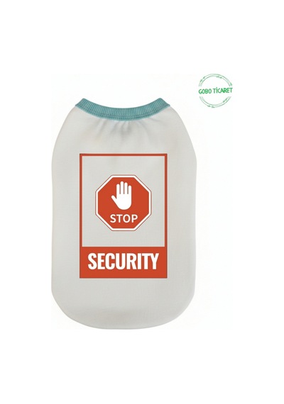 Beyaz Stop Security Güvenlik Baskılı Kedi Ve Köpek Kıyafeti Tişörtü Elbisesi Xsmall/xs/beden 0