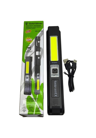 Gold Silver Gs-2070 30w Şarjlı Mıknatıslı Katlanabilir Led Çalışma Lambası - Oto Tamir Ve Kamp Feneri Siyah