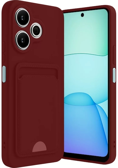Newface Xiaomi Redmi 13 4g Kılıf Kelvin Kartvizitli Silikon - Bordo