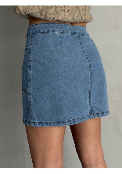 Loısy Kadın Mavi Denim Mini Etek Mavi