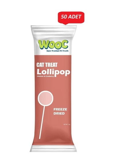 Wooc Lollipop Tavuk Ve Kızılcıklı Kedi Ödül Maması 1,4 Gr 50 Li Paket