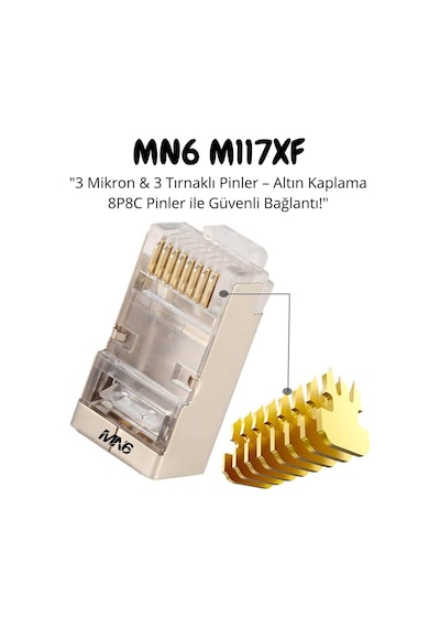 Mn6 M117xf Cat6 Jack/90 Adet-metal Ez/yeni Nesil Rj45 Cat6-8p/8c Açık Uçlu/cat6 Konnektör