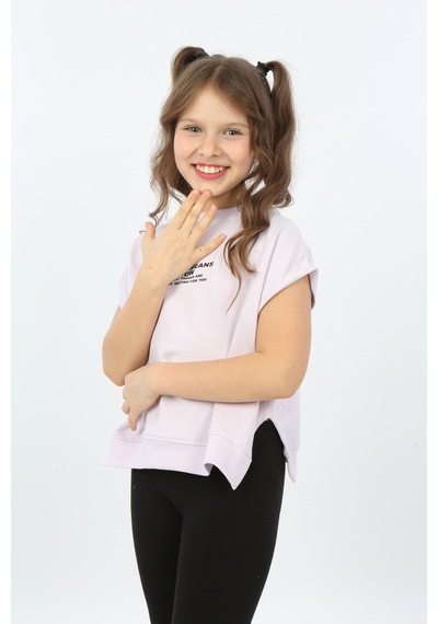 Toontoy Kids Toontoy Kız Çocuk Never Means Now Baskılı Tişört Açık Lila