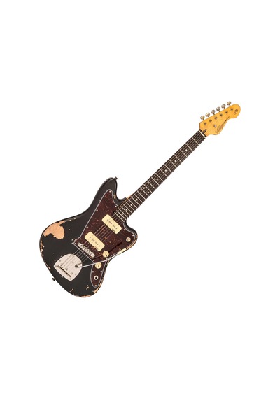 Vintage V65 Icon Vibrato Elektro Gitar - Distressed Black