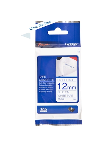 Tze-Fa3 12Mm Kumaş Etiketi Beyaz Üzerine Mavi