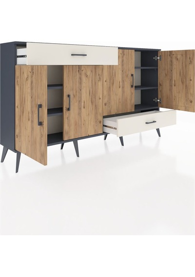 Arges Konsol 5 Raflı 2 Çekmeceli 4 Kapaklı 176x30x99 Antrasit-çam Antrasit-çam/aytaşı Arges Konsol 5 Raflı 2 Çekmeceli 4 Kapaklı 176x30x99 Antrasit-çam Antrasit-çam/aytaşı