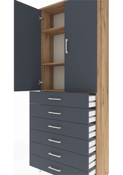 Arges Dolap 3 Raflı 6 Çekmeceli 2 Kapaklı 88x30x221 Çam-antrasit Çam Arges Dolap 3 Raflı 6 Çekmeceli 2 Kapaklı 88x30x221 Çam-antrasit Çam