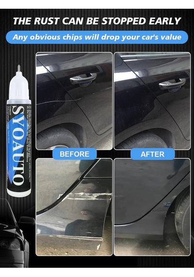Syoauto Otomobiller İçin Siyah Düzeltme Boyası, Çizik Onarımı, Araç Onarım Boyası, 2'si 1 Arada, 12 Ml