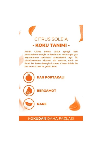 Auran Citrus Soleia Kadın Vücut Spreyi, Parfümlü Body Mist, 150ml