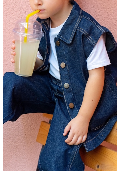 Oliven The Kid Oliventhekid Unisex Beli Lastikli Cepli Balon Kot Pantolon Mavi Mavi