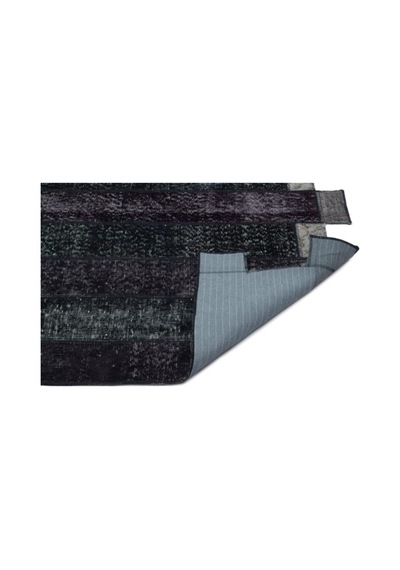 El Dokuması Patchwork Vintage Yün-pamuk Siyah Halı 24817 160 X 230 Cm
