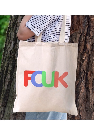 Bk Gift Fcuk Tasarımlı Kanvas Bez Çanta, Baskılı Omuz Çantası, Alışveriş Çantası, Plaj Çantası, Arkadaşa Hediye-7 Çok Renkli