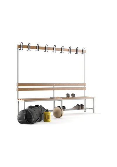 Ayakkabılıklı 6 Ayaklı Tek Taraflı Bank, Kanca Şeritli Bank, 9 Kanca, 200x43x170 Cm, Spor Bankı
