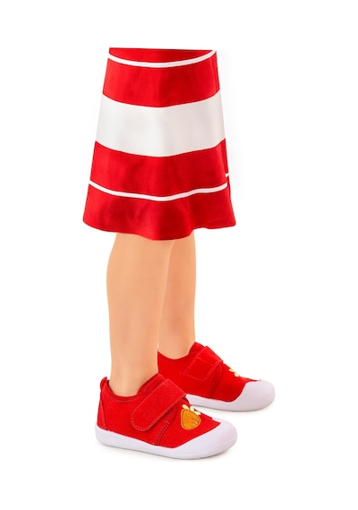 Kiko Kids Strawberry Cırtlı Kız Bebek İlk Adım Panduf Ayakkabı Kırmızı