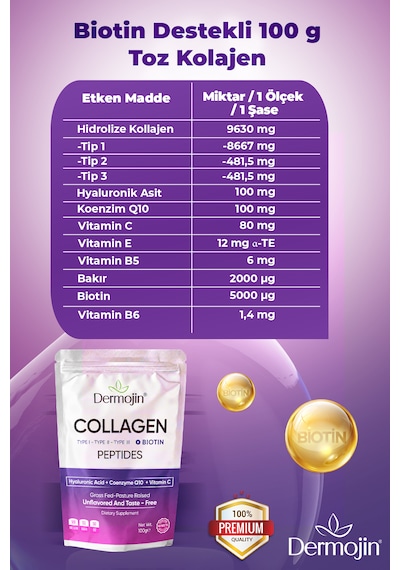 Biotin Destekli 100 G Toz Kolajen