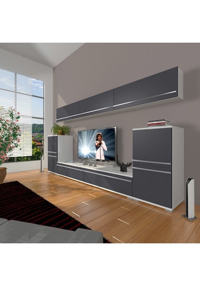 Decoraktiv Eko 9 Mdf Std Tv Ünitesi Tv Sehpası Beyaz - Antrasit