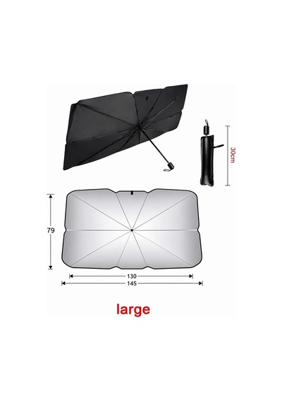Araba Ön Cam Güneşlik Şemsiye Oto Araç İçi Cam Perdesi Güneş Koruma Perdesi 140x75cm Katlanabilir