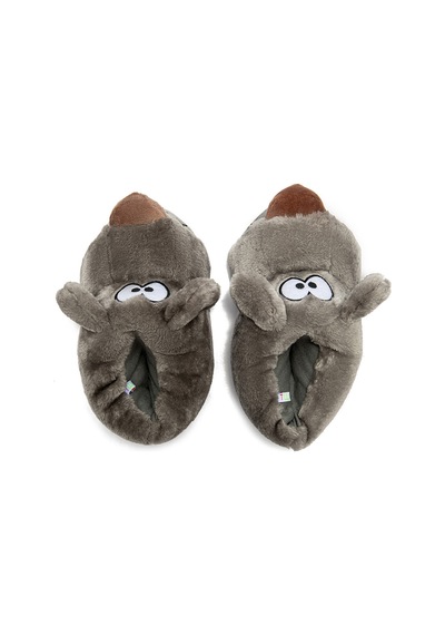 Twigy Fibert Kadın,Garson Boy Hayvanlı Panduf Gri 36/41 EE0523 Gri
