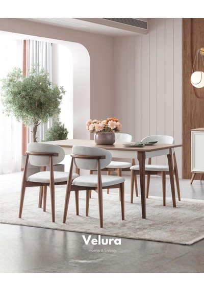 Sion Açılır Yemek Masası + 2 Sandalye Beyaz