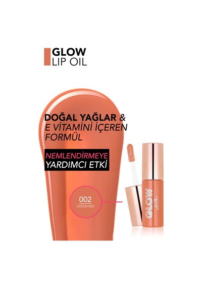 Flormar Glow Lip Oil Nemlendirici Etkili & Işıltılı Bitişli Renkli Dudak Yağı 002 Cocoa Kiss