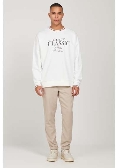 AC&Co / Altınyıldız Classics Erkek Kırık Beyaz Oversize Bol Kesim Bisiklet Yaka Pamuklu Baskılı Sweatshirt Kırık Beyaz AC&Co / Altınyıldız Classics Erkek Kırık Beyaz Oversize Bol Kesim Bisiklet Yaka Pamuklu Baskılı Sweatshirt Kırık Beyaz