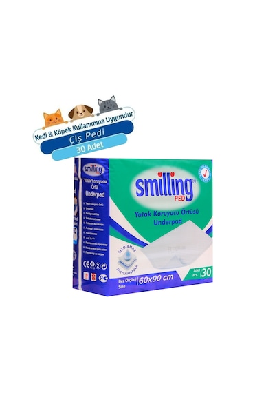 Smilling Pet Köpek Çiş Pedi Yatak Koruyucu Örtüsü 30'lu 60 x 90 CM