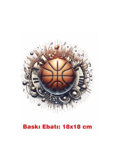 Basketbol Topu Temalı Ütü İle Yapışan Tekstil Kumaş Tişört Dtf Baskı 3585