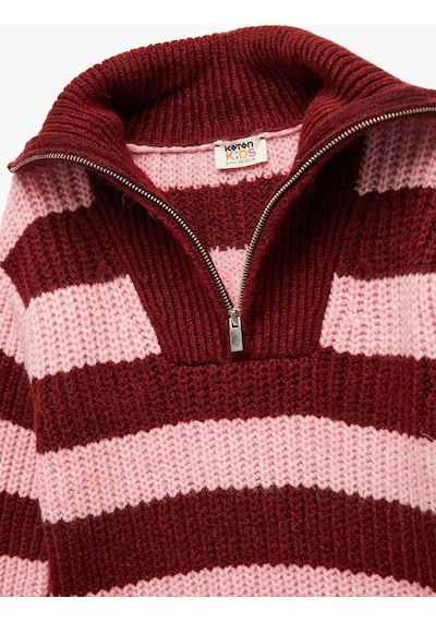 Koton Çizgili Pembe Kız Çocuk Kazak 6wkg90046ht Pembe