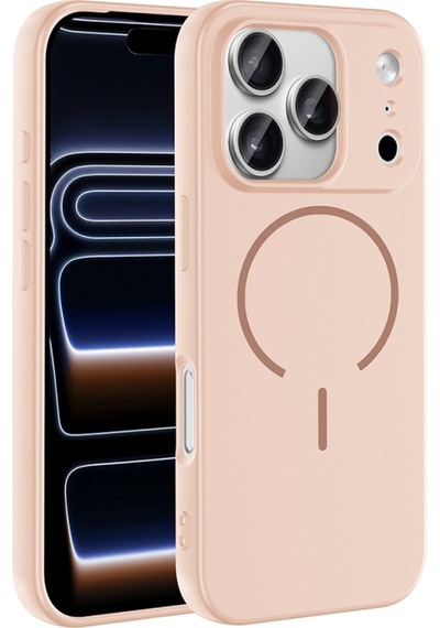 Apple Uyumlu iPhone 17 Pro Kılıf Magsafe Özellikli Premium Silikon Kapak Ryc/meta Rose Pembe