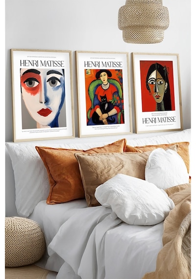 Huhuli Ahşap Çerçeveli Henri Matisse Tablo Seti Huhu538