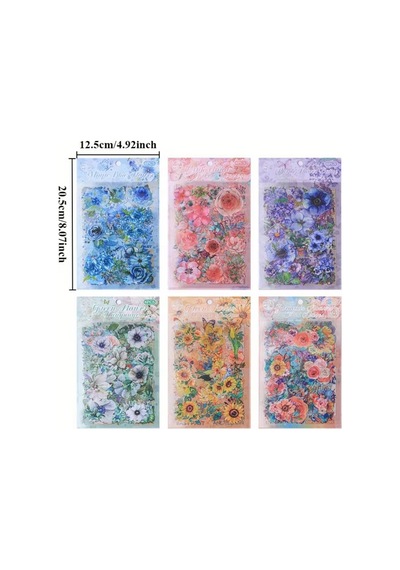 Kolbi Craft 6 Sayfa 60 Adet Şeffaf Büyük Mavi Çiçek Sticker Bullet Journal Scrapbook Laptop Aja 1