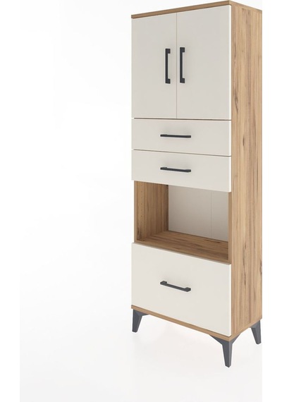 Arges Dolap 3 Raflı 3 Çekmeceli 2 Kapaklı 60x30x163 Çam-aytaşı Atlas Çam