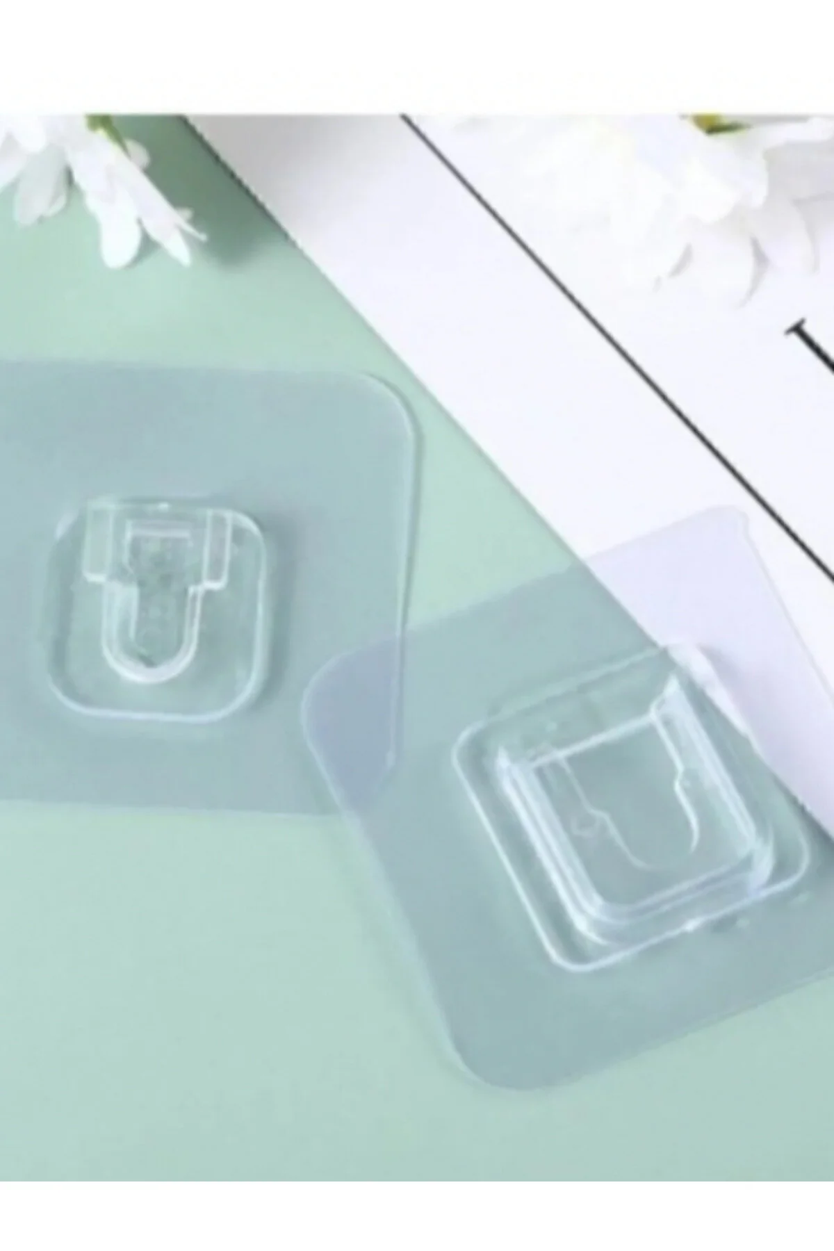 6 Lı Set Çift Taraflı Yapışkanlı Geçmeli Klips Eşya Sabitleme, Tablo, Ayna Ve Resim Askısı Şeffaf