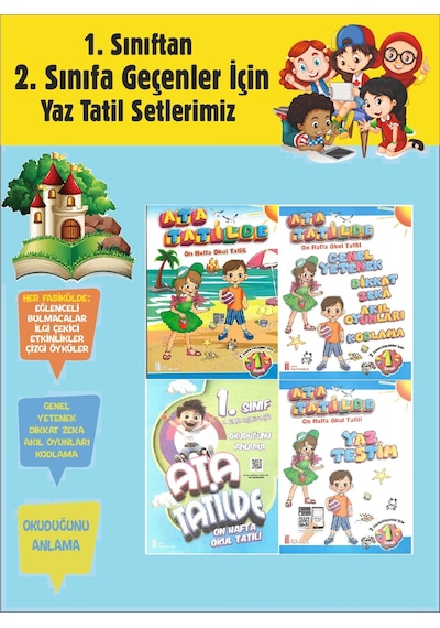 1.sınıftan 2.sınıfa Geçenler İçin Ata Tatilde Seti 4 Kitap