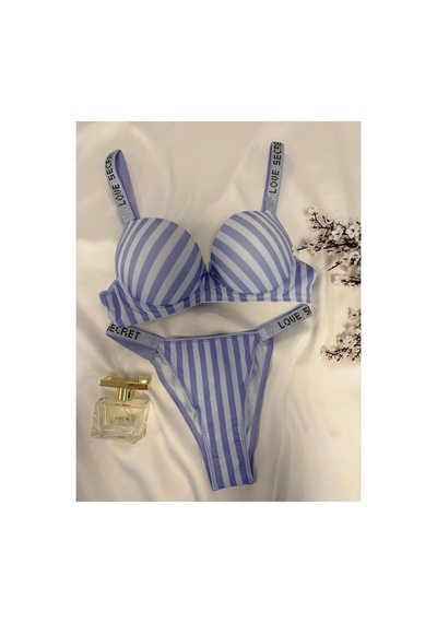 Mh Moony Homewears Premium Mavi Taşlı Bralet Takımı Mavi