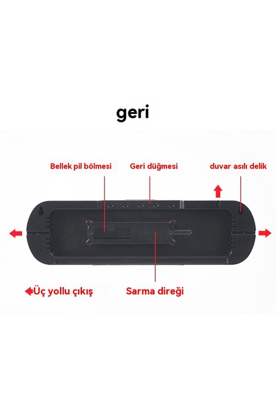 Büyük Led Dijital Duvar Saati Çok Fonksiyonlu-mavi Mavi