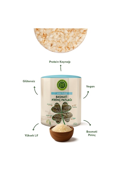 Glutensiz Fabrika Kaya Tuzlu Basmati Pirinç Patlağı 6 x 90 G