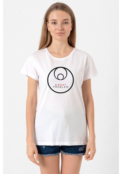 3 Body Problem Logo Beyaz Kadın Bisikletyaka Tshirt Beyaz